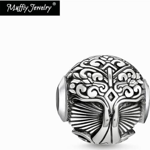 Beads Tree Blackened,Karma Europe 2019 Brand Good Fashion Jewelry Fit Key Necklace 925 Sterling Silver Fashion for Women Men