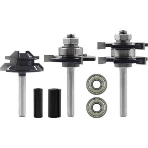 Woodworking Milling Cutter 45 Degree Tenon Joint Cutter Line Cutter 3 Tooth T-Shaped Engraving Machine 1/4 x 1-1 / 2