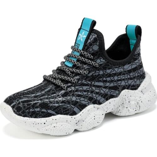 Childrens Casual Shoes Boys Thick Sole Flying Mesh Surface Breathable Sports Casual Shoes Fashion Color Matching Running Shoes