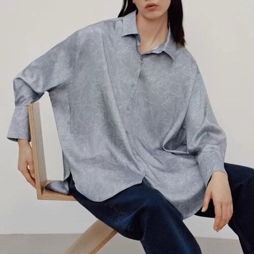 Womens plus size shirt long-sleeved printed shirt casual loose streetwear top clothing