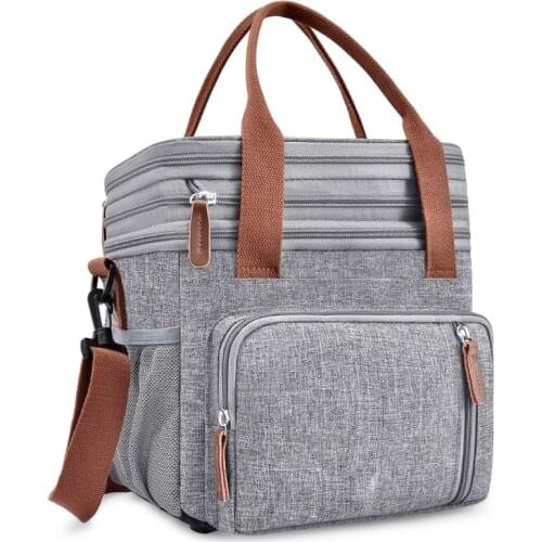 Double-deck Cooler Bag Portable Picnic Ice Pack Food Thermo Bag Car Refrigerator Shoulder Bags Large Capacity Insulated Lunch Ba