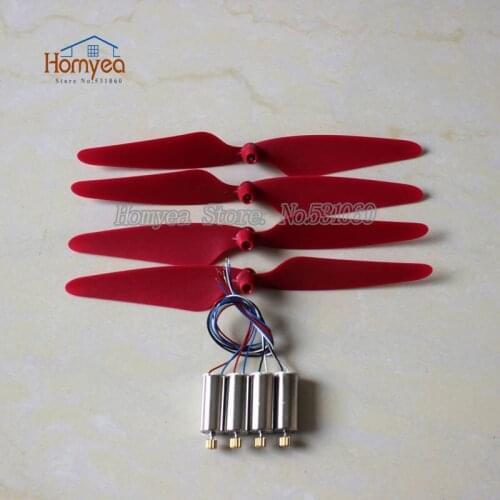 4pcs Propeller Blade + 4pcs Motor(with Metal Gear) for Hubsan X4 H502S H502E Quadcopter RC Drone Spare Parts