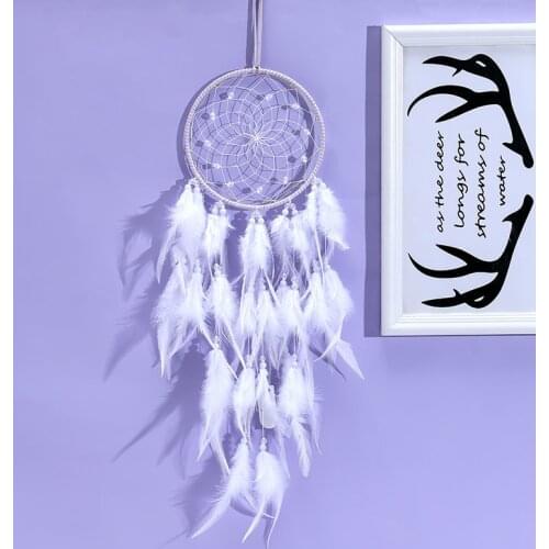 Silver Gray Dream Catcher 2 Ring Indian Feather Hanging Art Gifts To Bestie Friends Creative Valentines Day Gifts