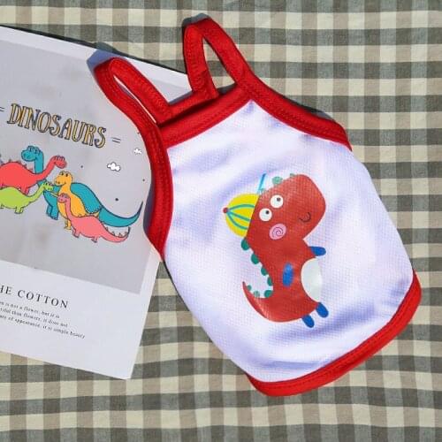 Cute Avocado Dinosaur Pattern Pet Clothing Sphinx Cat Vest Summer French Bulldog Clothes Breathable Dog Clothes for Small Dogs