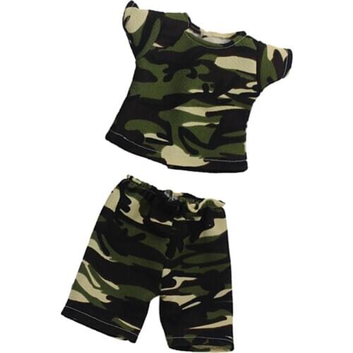 Trendy Dolls T-shirt Pants Set with Camo Pint for 18'' AG American Doll Doll