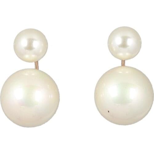 New Arrival Manmade Double Pearl Stud Cute Earrings for Women