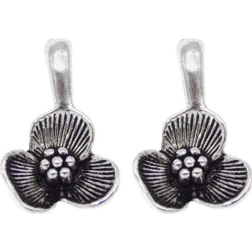 20pcs/lot Retro Alloy Flowers Charms For Earrings Kawaii Flower Charms Pendants DIY Decoration Earrings 10*16mm Bohemia Gift