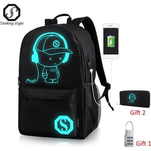 Super Cool Luminous Boys and Girls Backpack USB Charging School Bags Anime Fashion Unisex Backpack Teenager men Travel bag
