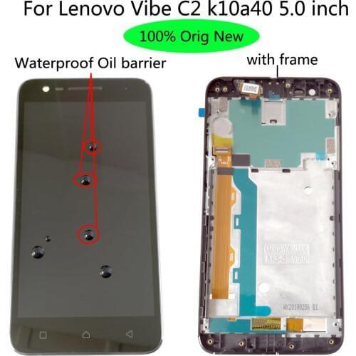 Shyueda 100% Oig NEW with frame For Lenovo Vibe C2 k10a40 5.0" LCD Display Touch Screen Digitizer