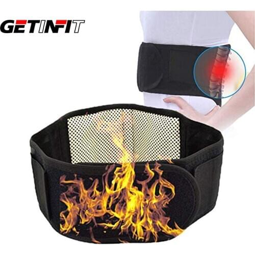Getinfit Tourmaline Self-heating Magnetic Therapy Waist Support Belt Lumbar Back Waist Support Brace Double Banded Adjustable