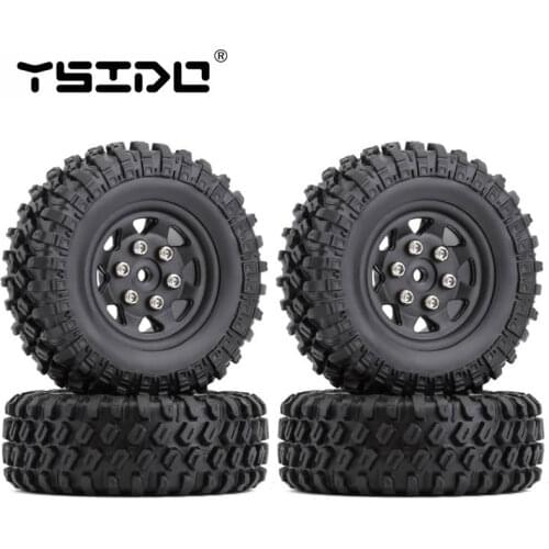 YSIDO 4PCS Beadlock Micro Crawler Wheel Rims Tires Set Flaps Fender for 1/24 RC Crawler Car Axial SCX24 90081