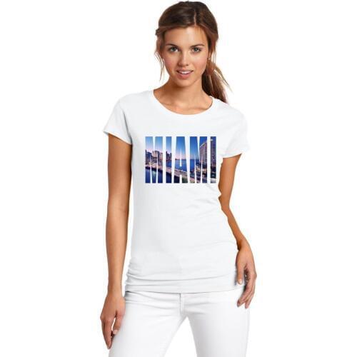 BLWHSA Tops Women New Summer Fashion T-shirts USA Miami City Printed White Short Sleeve Basic Tees Casual Women Outwear T-shirt