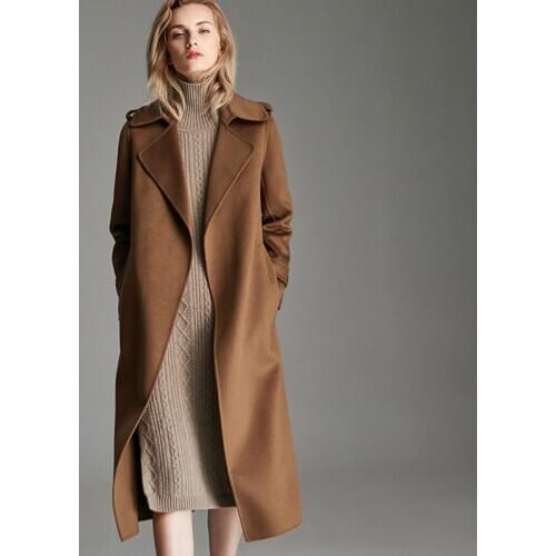 Real Wool Blends Cashmere Fur Coat Long Slim Female Jacket Warm Jackets for Women 2020 Double-sided Woolen Cloth Abrigos Zjt1463