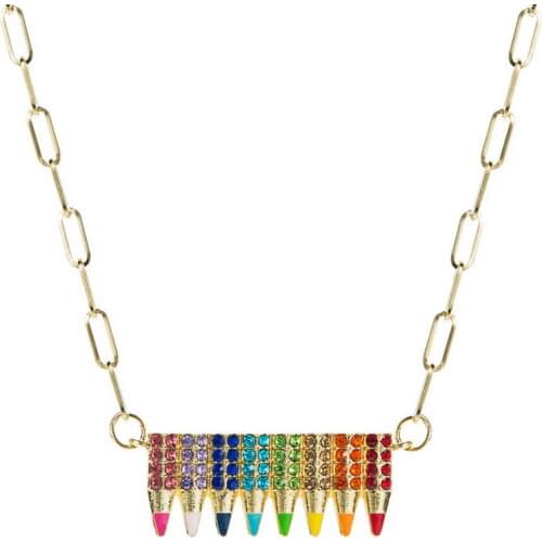Paved Crystal Rainbow Enamel Crayon Choker Necklace for Women