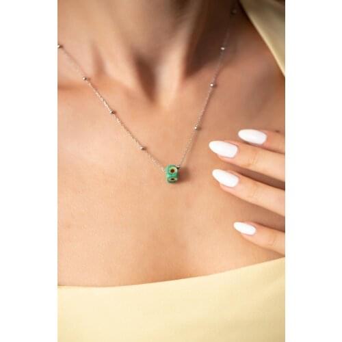 925 sterling Silver For Women Bulk Model Green Amulet Silver Necklace Elegant Design Welcome Quality 2021 Trend Fashion Style Pure silver Jewelry