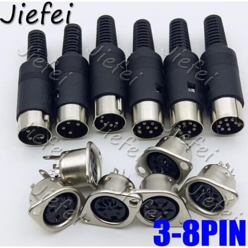 100set Male Plug Female socket 3pin 4pin 5pin 6pin 7pin 8pin DIN Inline Audio AV Connector DIY Parts for Chassis Cable Mount