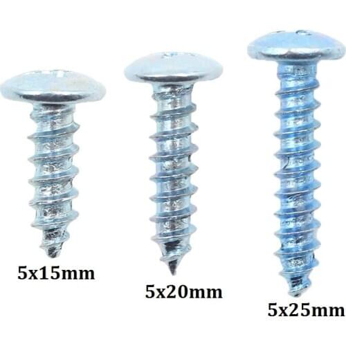 15pcs Silver Screws Car Body Fastener nails M5 Cross Self Tapping Screws Metal Rivets