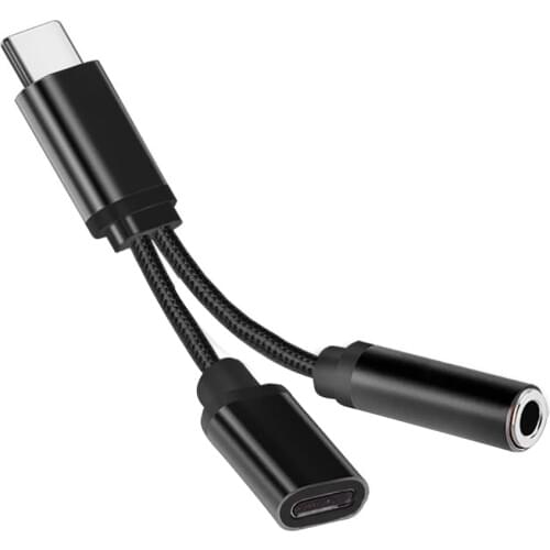 2 in 1 Type C to 3.5mm AUX Audio Jack Charger Adapter Headphone Cable For Earphone Jack Adapter Splitter