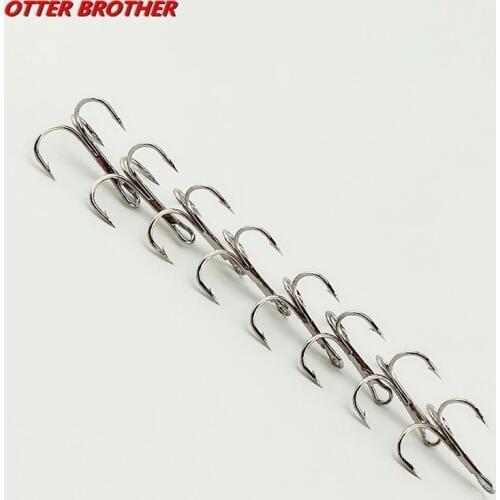 30pcs High Carbon Steel Treble Fishing Hooks 4#6#8#10#12# Barbed Triple Artificial Lure Fishhooks Hard Lure Round Bent Tackle