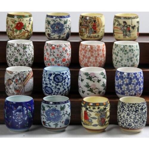 4pcs/set Blue and White Porcelain Tea Cup 130ml Classical Floral Pattern Waist Drum Cup Kitchen Drinking Tool Teaware