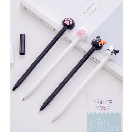 4 pcs/lot 0.38mm Kawaii Gel Pen Cute Cartoon Black Ink Pens School Office Supplies for Writing Accessories Stationery