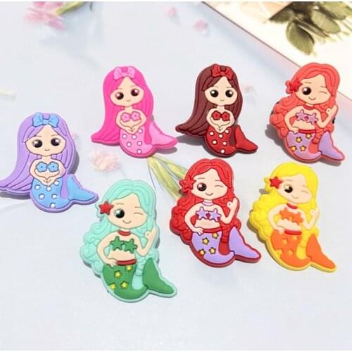 40Pcs/lot Mixed Colorful Mermaid Girls Applique Flatback Scrapbooking Home Decor Refrigerator Magnet Crafts Phone Case Accessory