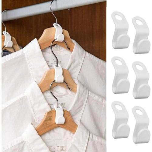 6Pcs Mini Clothes Hanger Connector Cascading Hook Wardrobe Closet Organizer Storage Holders Multi-function Bedroom Plastic Rack
