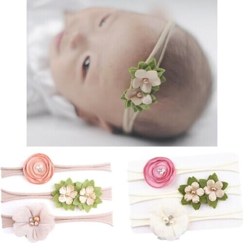 Accessories Headwear Girl Kid Baby Crochet Elastic Headband Hair Band Infant Toddler Rose Flower Hairband Gifts 3PCS/Set