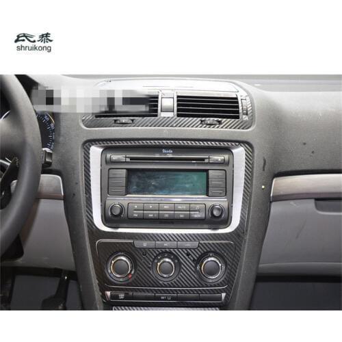 Free shipping 1PC carbon fiber car stickers of Center Console for 2007-2013 skoda Octavia A5