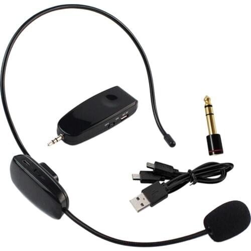 Wireless Microphone Speech Headset Radio MIC for Loudspeaker Teaching Black