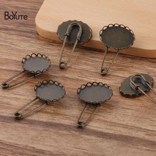BoYuTe Custom (200 Pieces/Lot) Oval 13*18MM 18*25MM Cabochon Brooch Base Diy Blank Tray Bezel Jewelry Settings