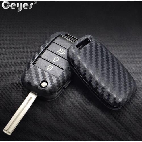 Ceyes Auto Folding Key Covers Shell Case For Kia New Sorento Cerato K3 Sportage For Hyundai Carbon Fiber Accessories Car Styling