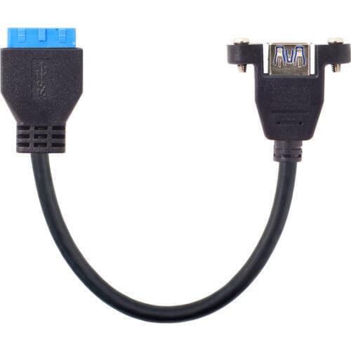 Chenyang USB 3.0 Single Port A Female Screw Mount Type to Motherboard 20pin Header Cable 25cm