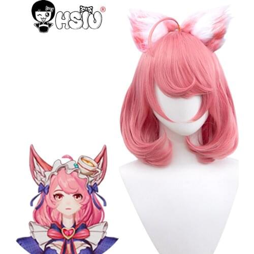Da ji cosplay wig Game King of Glory cosplay「HSIU 」Fiber synthetic wig Deep pink short hair+Send brand wig cap