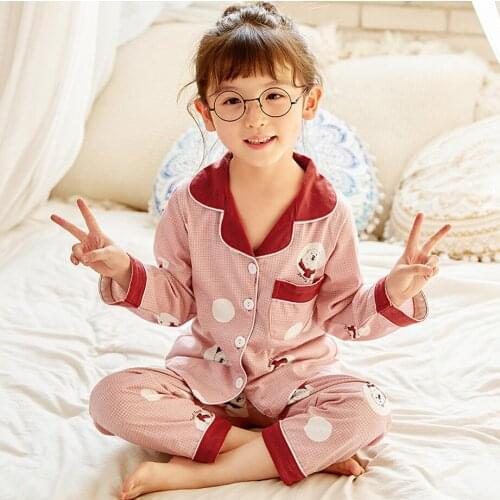 2-12yea Children Pajamas Baby Clothing Set Kids Cardigan Feather Sleepwear Autumn Cotton Nightwear Boys Girls Pyjamas Pijamas Se