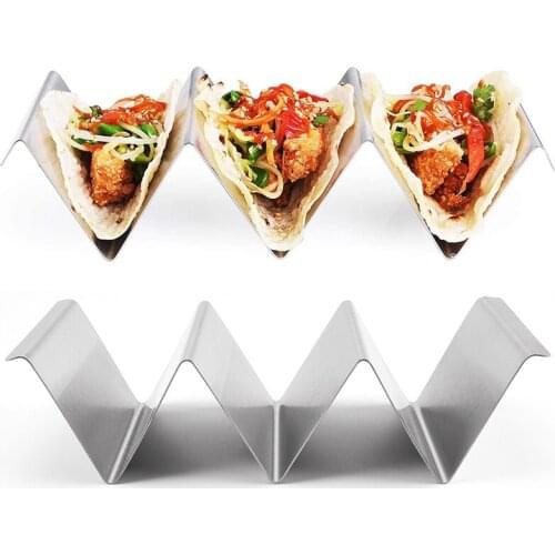 Display Stand For Pizza Cake Roll Stainless Steel Taco Rack Holder Durable Wave Food Holder Mexican Pancake Rack Kitchen Tool