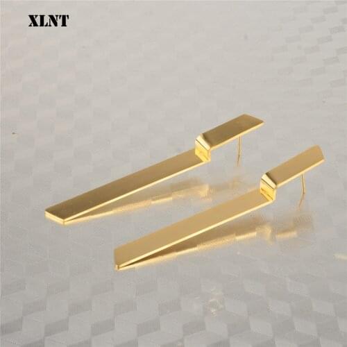XLNT Simple Strip Bar Long Drop/Dangle Earrings SGold Color Fashion Stainless Steel Jewelry Earring For Women