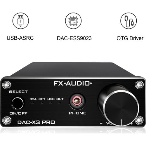 FX-AUDIO X3PRO DAC Digital to Analog Converter Headphone Amplifier Car Audio Amplifier Optical/PC-USB/Coaxial Input HiFi Music