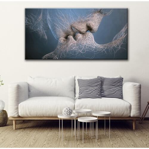 Black Love Kiss Canvas Painting Abstract Print On Poster Pictures Home Bedroom Living Room Decoration Wall Art