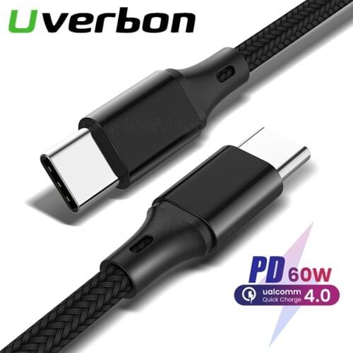 3A 60W USB Type C To USB C Cable PD Quick Charge 3.0 Fast Charge Cable for Samsung Galaxy S20 Macbook Pro Type C Data Wire Cord