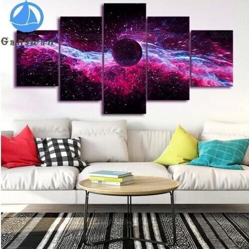 5 Pieces Black Hole Science Fiction Picture 5D square round stones full diamond embroidery crystal diamond painting mosaic decor
