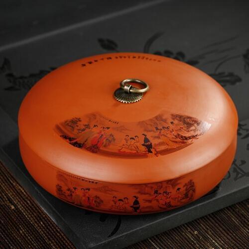 Chinese Style Puer Tea Storage Box Natural Purple Art Pattern Seal Boxes Coffee Beans Caddy Jar Container Candy Nuts Tray Plate