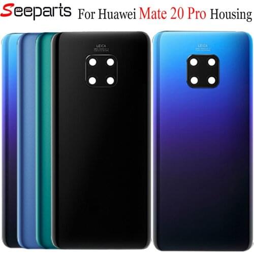 For Huawei Mate 20 Battery Cover Mate20 Pro Back Glass Panel For Huawei Mate 20 Lite Rear Door Housing Case With Camera Lens