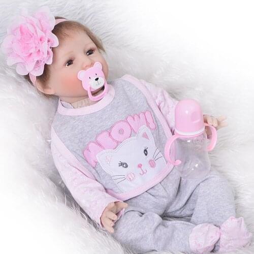 Doll Bebe reborn alive 55CM Soft Silicone Baby Reborn girl toddler dolls Lifelike Newborn babies Children Birthday Gift