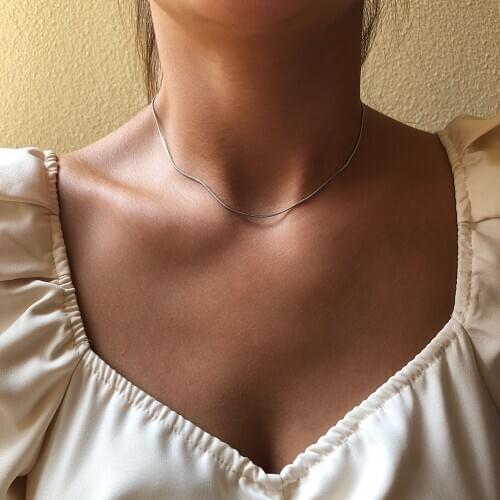 Lalynnly Fashion Gold Silver Color Thin Choker Chain Necklaces For Women Link Chain Round Chains Necklace Jewelry Party Gifts