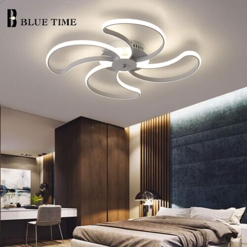 Remote Control Chandeliers For Living room Bedroom Kitchen Dinning room Black White Fan Shape Simple Ceiling Chandelier Lighting