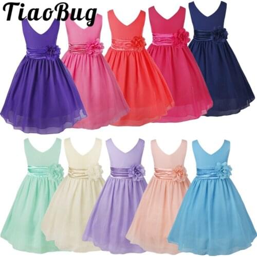 Summer Fashion 2 To 14 Years Kids Girls Ball Gown Prom Wedding Bridesmaid Chiffon Party Dress