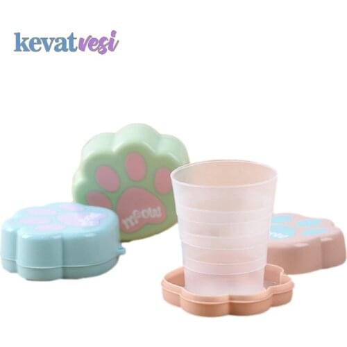 Cartoon Cat Claw Cup Portable Silicone Retractable Folding Cup Collapsible Travel Easy To Carry Camping Climbing Fold Cups