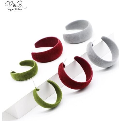 New Arrival Fall Winter Jewelry Hoop Earrings Women Earrings With Flocking Material Tiny/Big Hoop Earrings Round/Geometic Shape