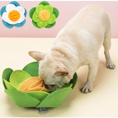 Dogs Snuffle Mat Pet Flower Sniffing Training Blanket Detachable Felt Cloth Slow Food Pads 35*35cm Pet Toy